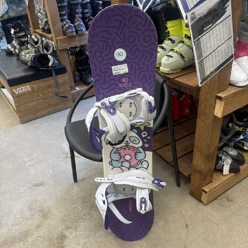 Capix - Frost Kid's Snowboard - Scarlett Bindings: White/Purple/Multi--110cm