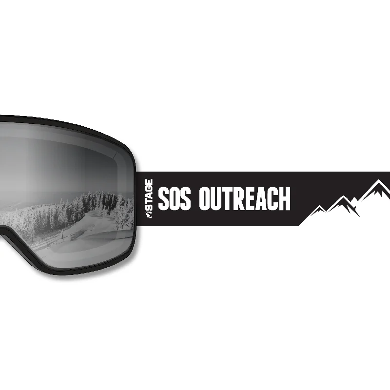 SOS Outreach Prop Ski Goggle - Black Frame w/ Mirror Chrome Lens - Adult Universal